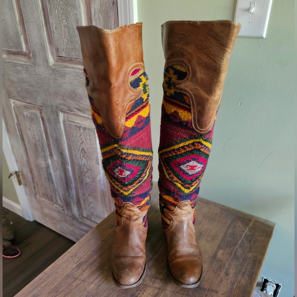 Colorful Patterned Knee-High Boots - Picture 10 of 16